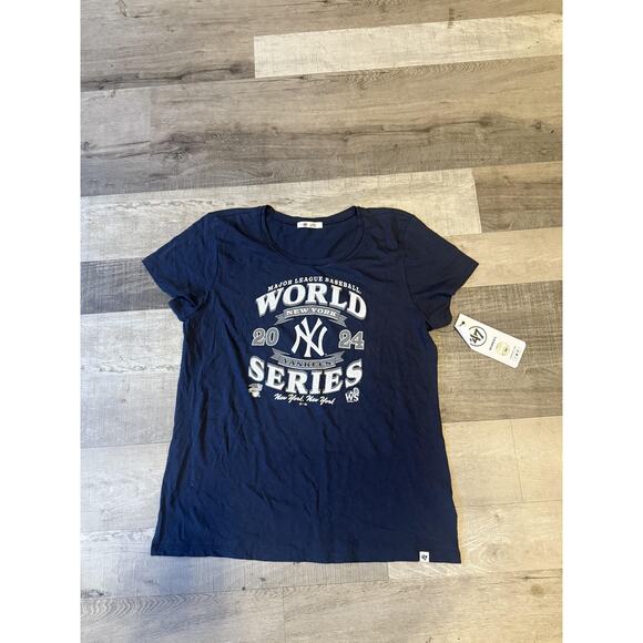New York Yankees Shirt Womens Large Navy Blue MLB Baseball 2024 World Series Tee - Picture 2 of 10